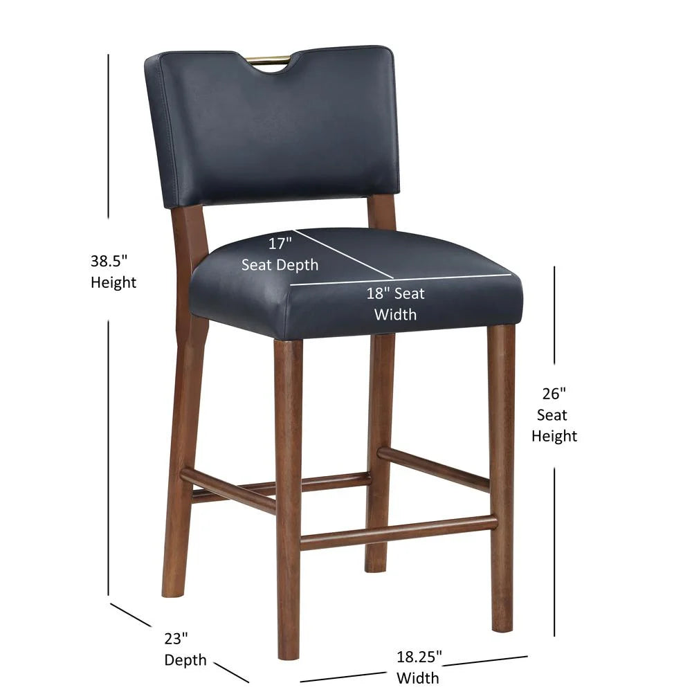 Blue Faux Leather Wood Counter Stool F713417