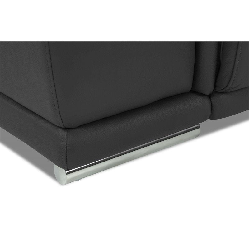 Genuine Italian Leather Power Reclining Chair in Dark Gray L18320
