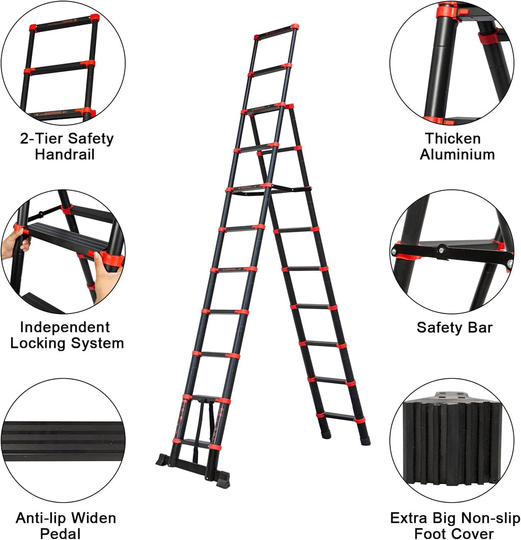 Adjustable Aluminum Telescoping Ladder, 330 lb-Capacity P1674