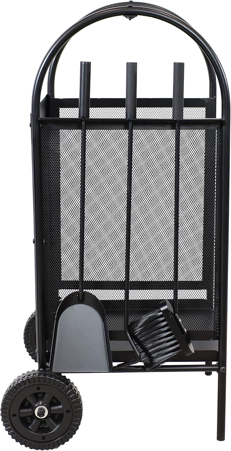 Wrought Iron Firewood Rack with Poker, Shovel and Brush Tools P462