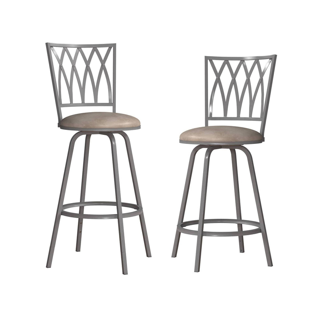 Silver Metal Swivel Adjustable Stool, Set of 2 N375