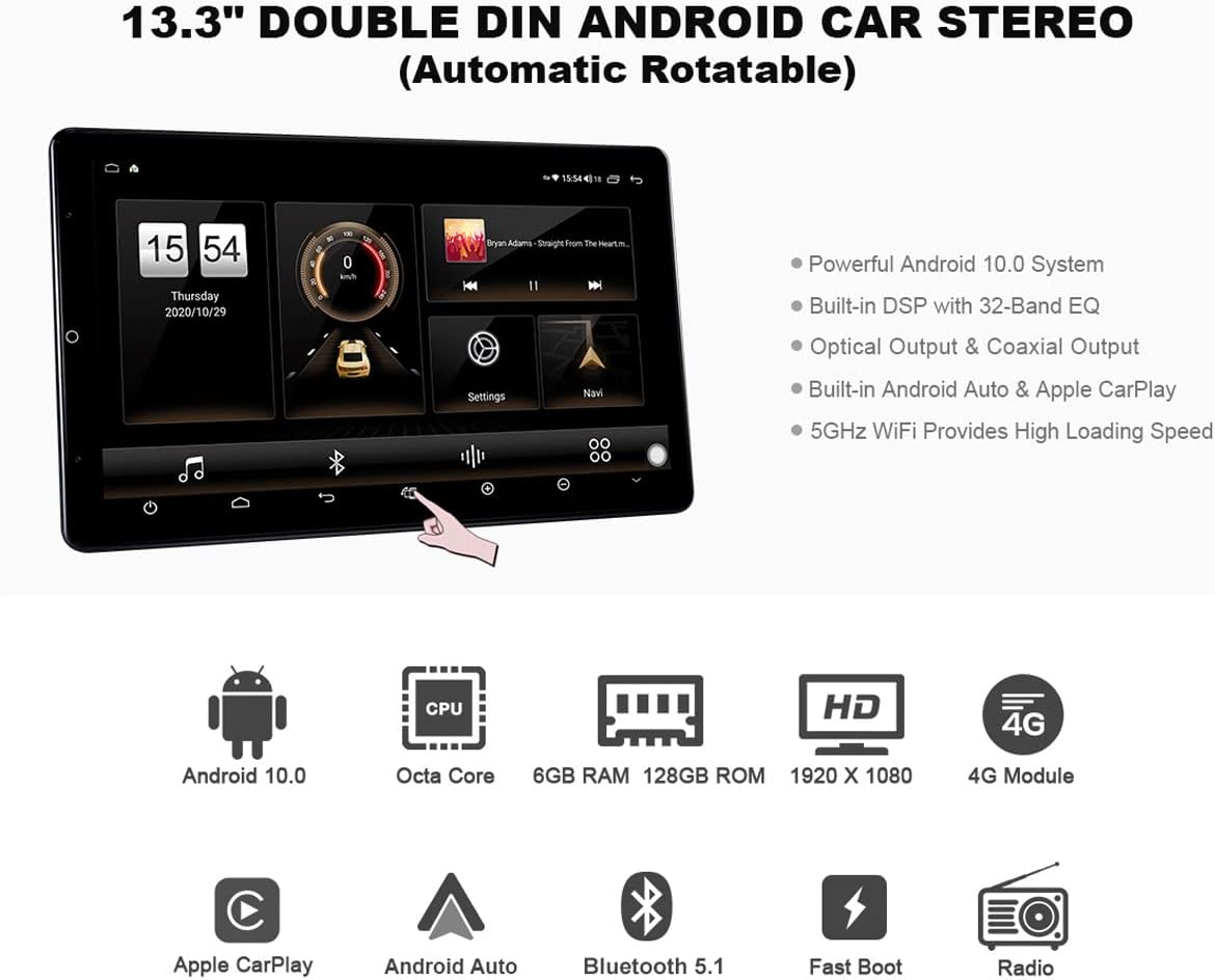 13.3 Inch Double Din Universal Car Stereo Head Unit P5084