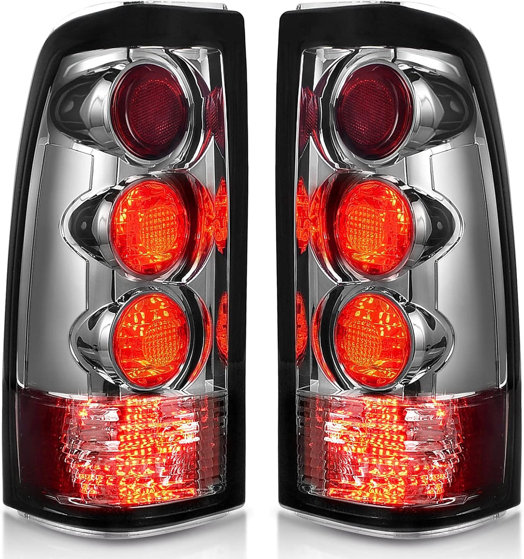 Smoke Red Lens Taillights Pair for Chevy Silverado Fleetside Models A598