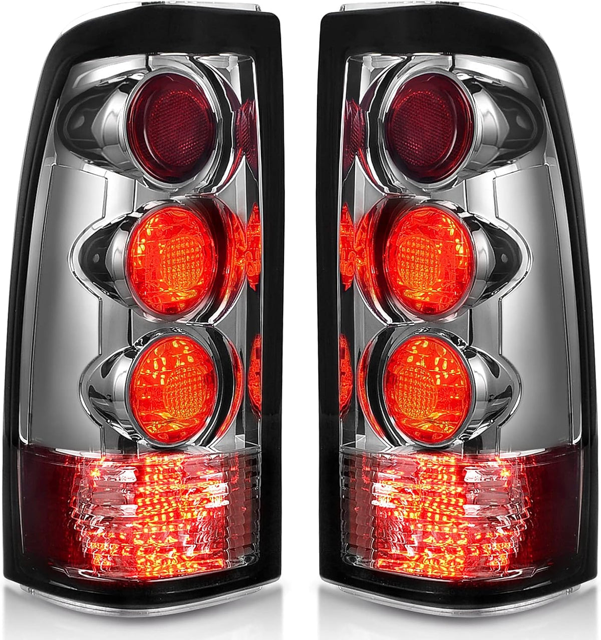Smoke Red Lens Taillights Pair for Chevy Silverado Fleetside Models A598