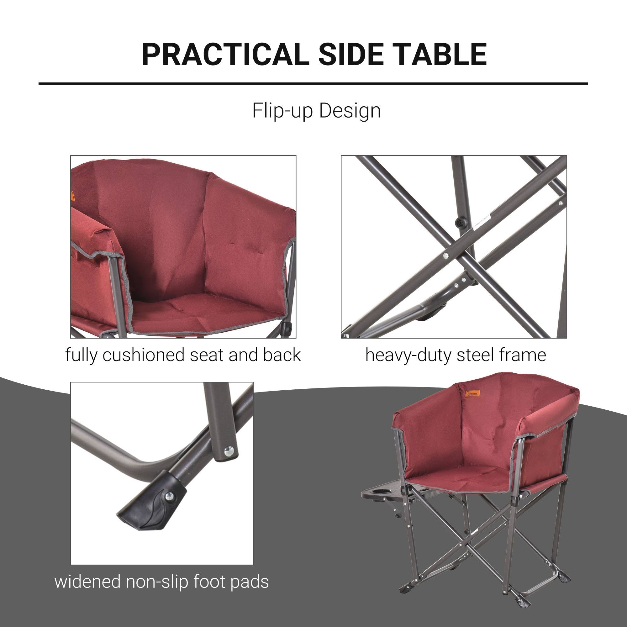 Red Oversize Padded Director Chair with Side Table U422