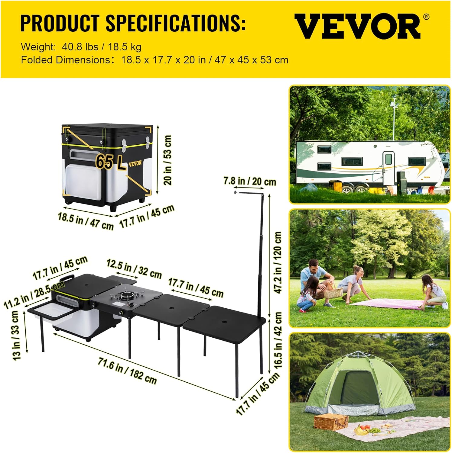 Black Portable Outdoor Cooking Station with Wheels N476