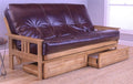 Full Futon Frame with Saddle Mattress and Storage Drawers I6892