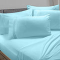 6 Piece Full Microfiber Bed Sheet Set with Extra Pillowcases, Deep Pockets Fitted Sheet, Aqua Light Blue Y958