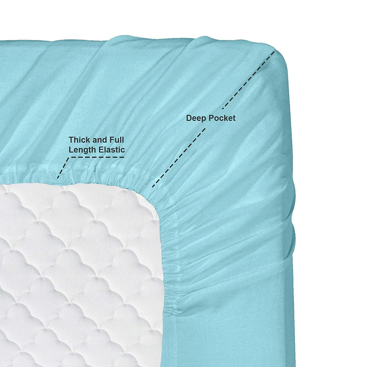 6 Piece Full Microfiber Bed Sheet Set with Extra Pillowcases, Deep Pockets Fitted Sheet, Aqua Light Blue Y958