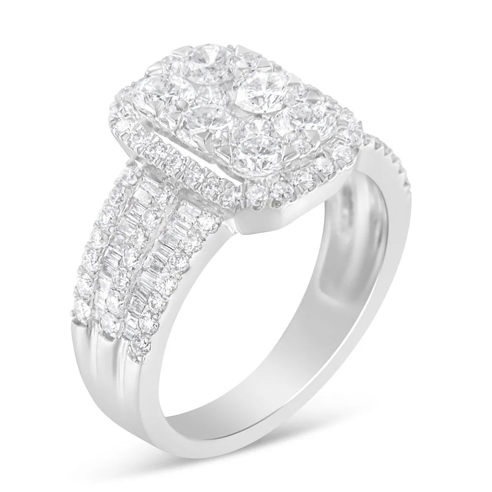 14K White Gold Diamond Cluster Ring L82549
