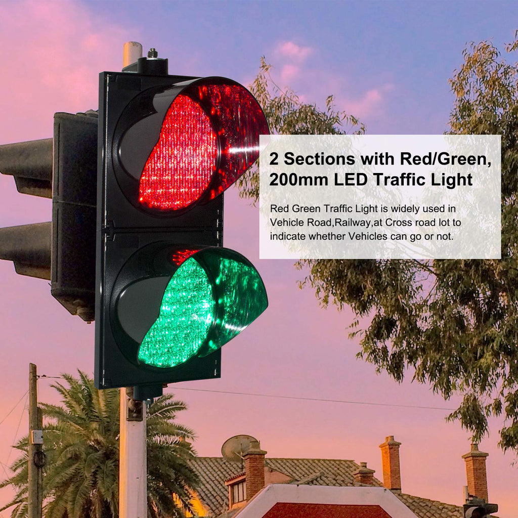 200mm 8inch Red Green Industrial LED Traffic Light with PC Housing Waterproof IP65 J765