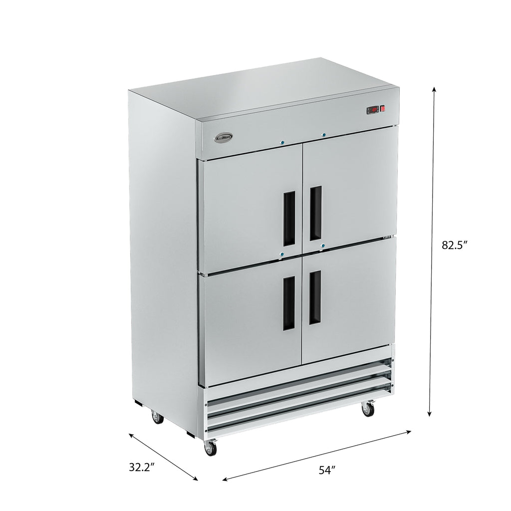 54 in. Commercial Stainless Steel Solid Half Door Reach-In Freezer, 47 cu. ft. R45758