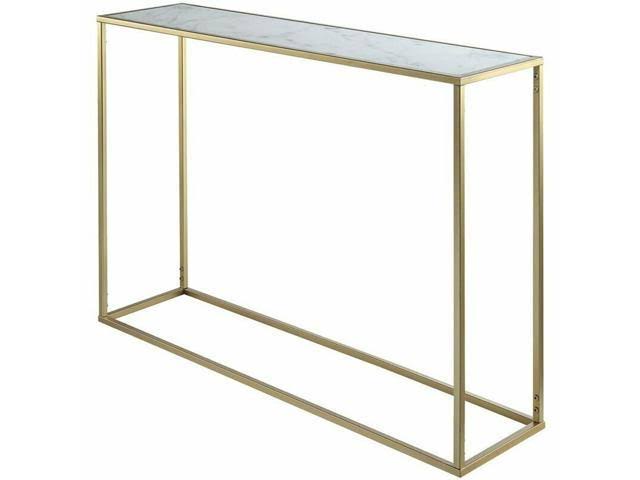 Gold Faux Marble Top Console Table E844