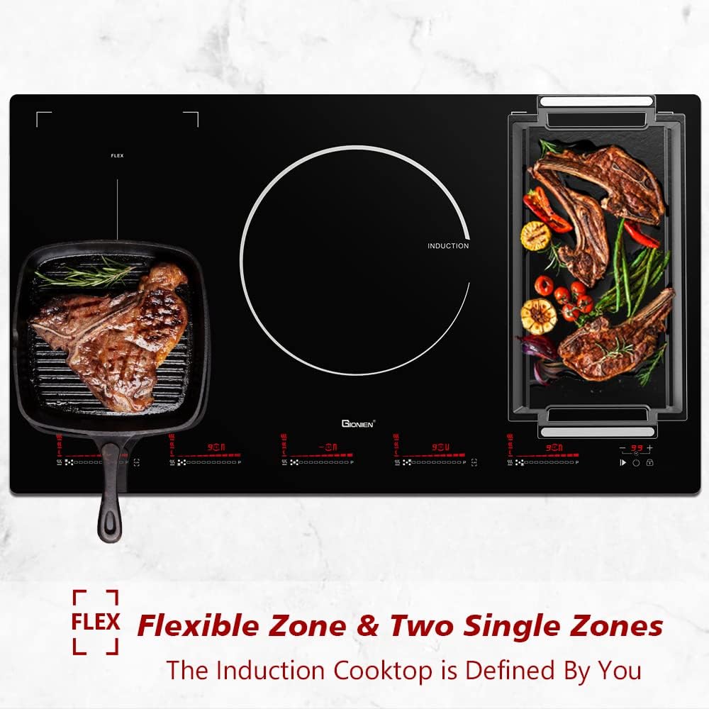 Induction Cooktop 36 inch Built-in 5 Boost Burners Electric Stove 9000W 220V~240V L1040