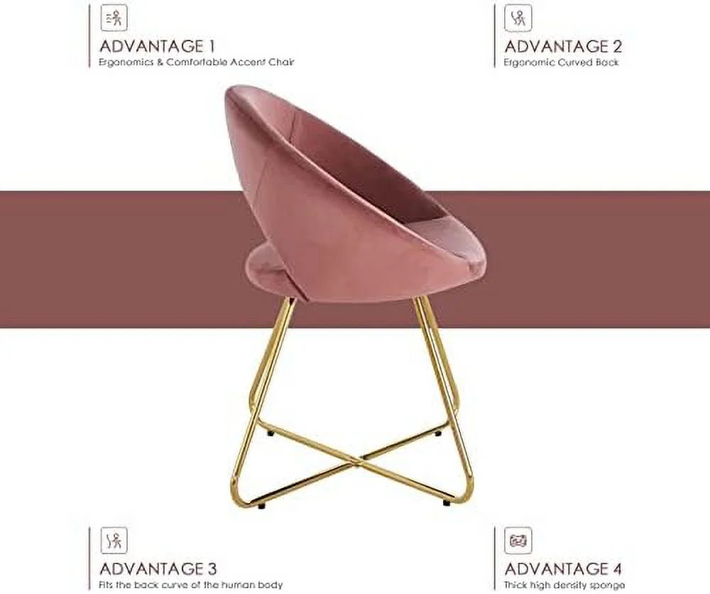 Blue Velvet Accent Arm Chair with Golden Metal Frame Legs W788346
