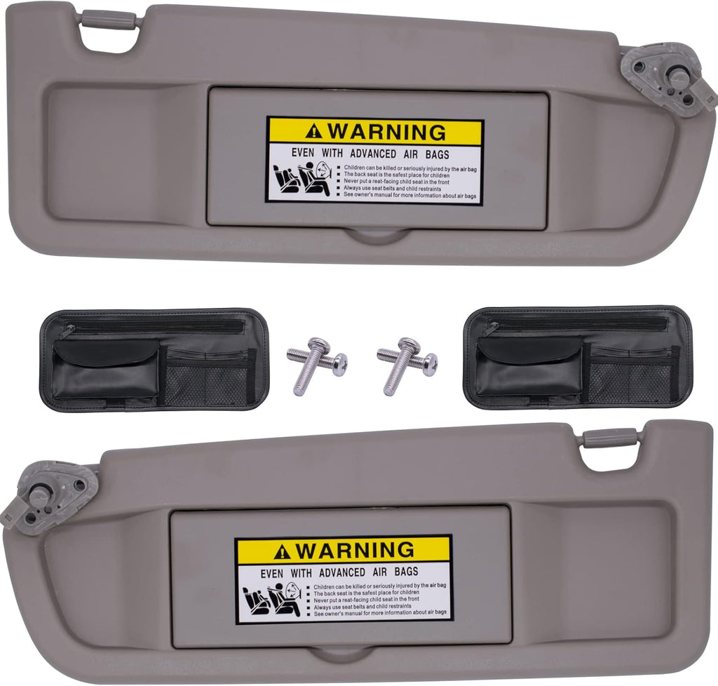Clear Gray Sun Visor Compatible with Honda Civic 2006-2011, Pack of 2 U6433