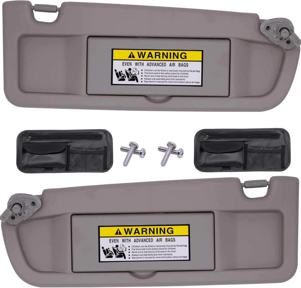 Clear Gray Sun Visor Compatible with Honda Civic 2006-2011, Pack of 2 U6433
