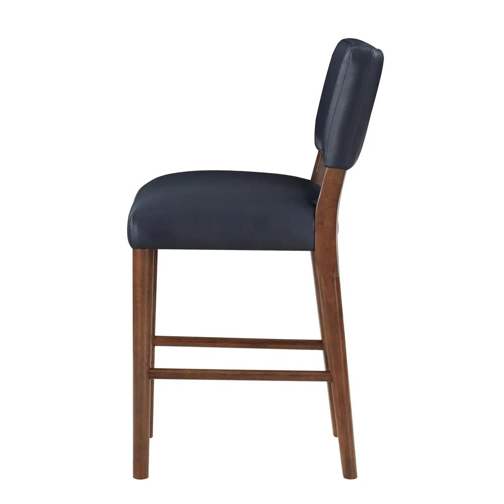 Blue Faux Leather Wood Counter Stool F713417