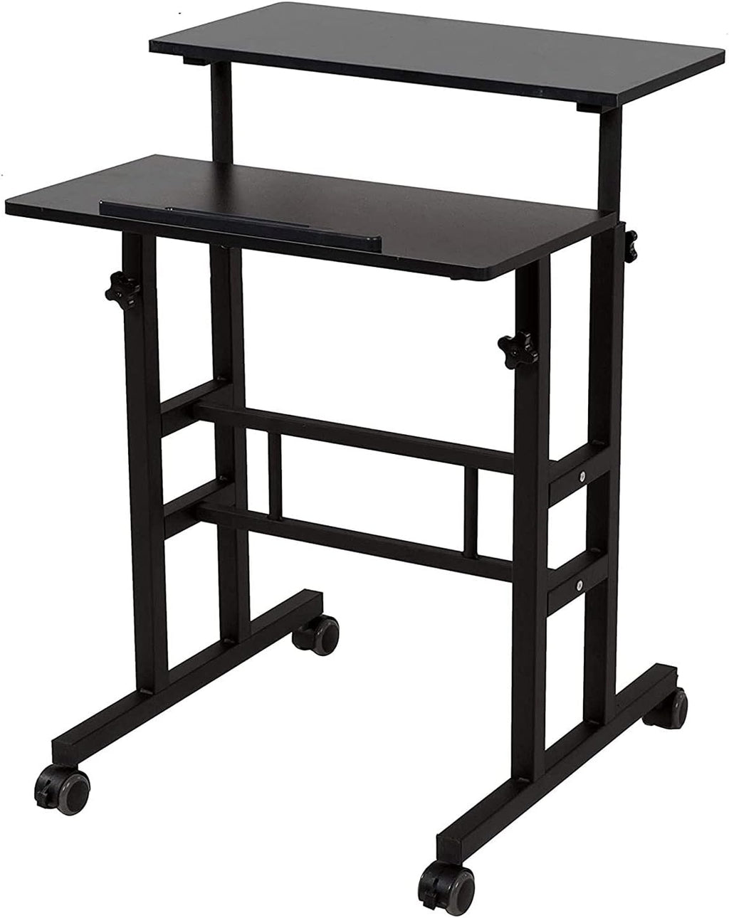 Oak Height Adjustable Standing Desk with Carpet Wheels H973656