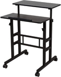Oak Height Adjustable Standing Desk with Carpet Wheels H973656