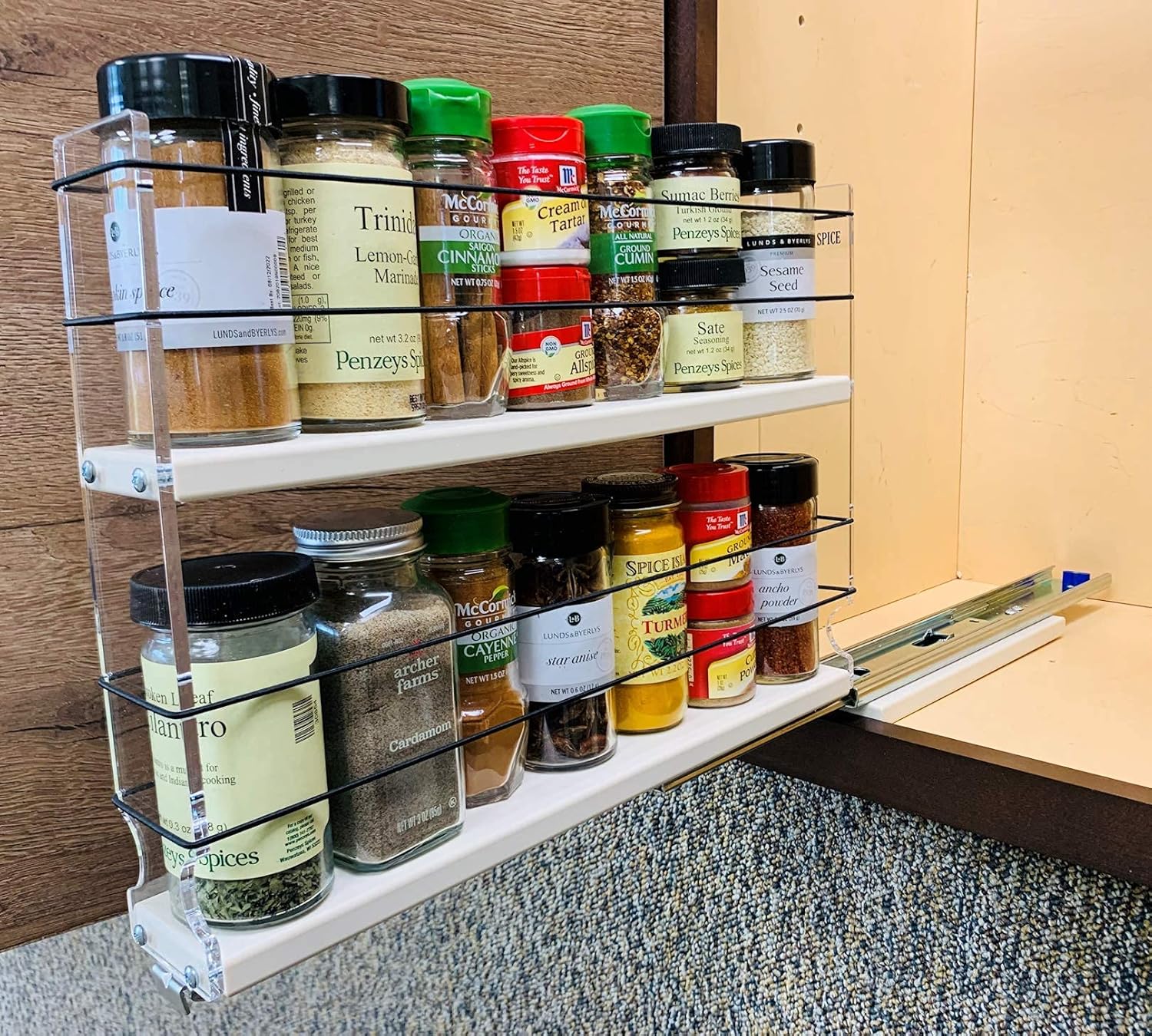Spice Rack Narrow Space 12 Capacity Drawer Access Y969