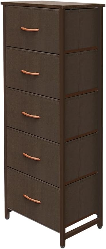 4 Drawers Organizer Unit, Foldable, Vertical Dresser Storage Tower, Dark Grey Q67837