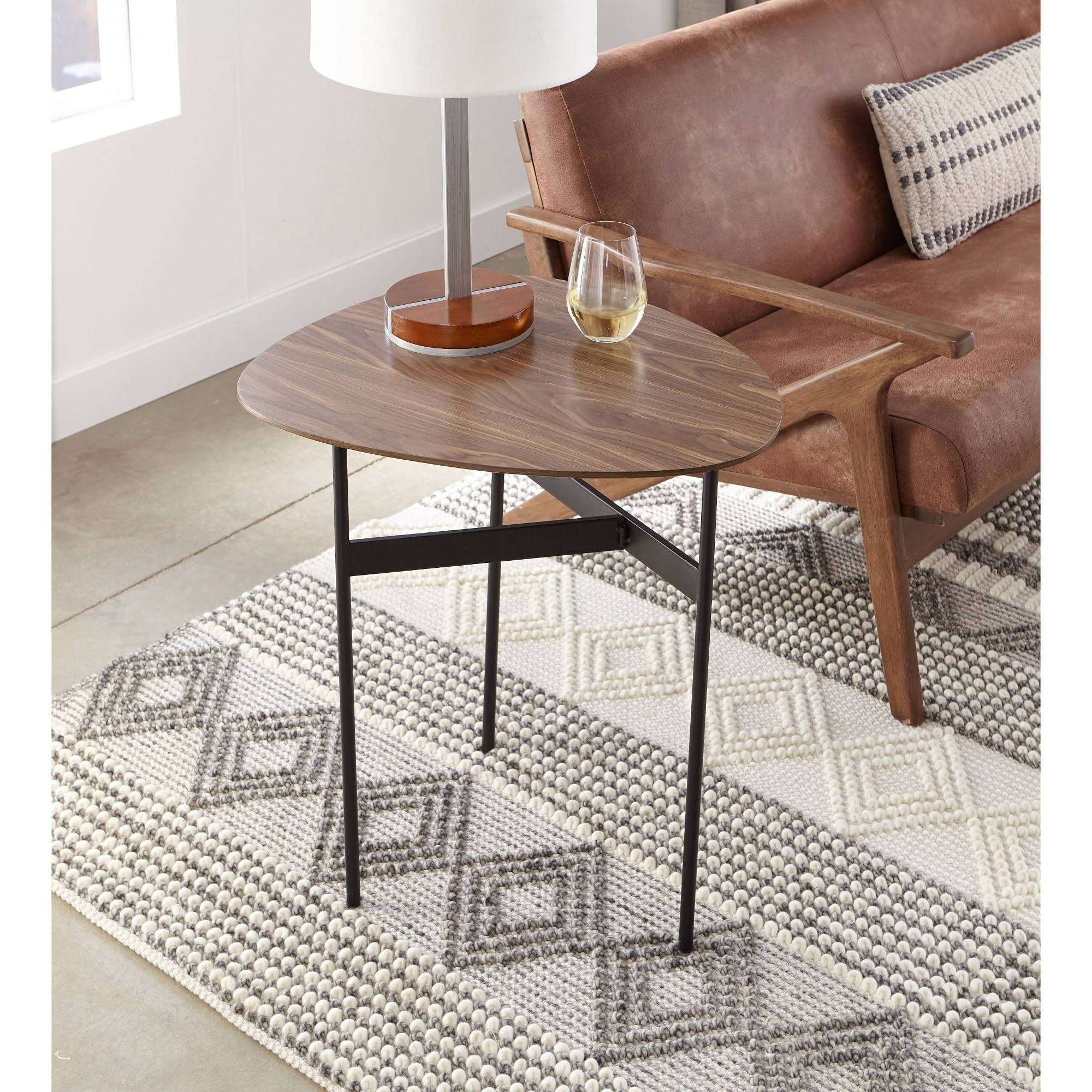 3 Piece Walnut and Black Accent Table Set B9093