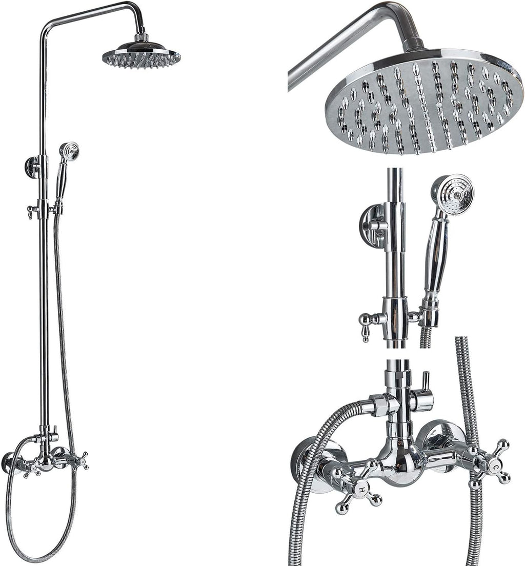 Brushed Nickel 8-inch Rainfall Shower Combo Set with Handheld Spray N560536