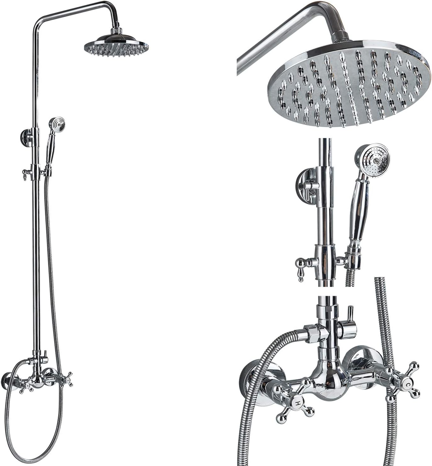 Brushed Nickel 8-inch Rainfall Shower Combo Set with Handheld Spray N560536