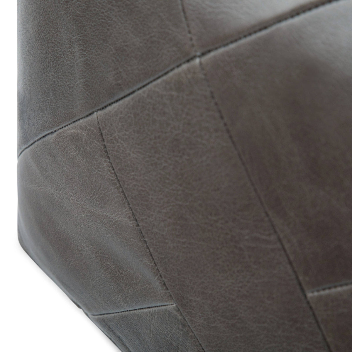 Dark Brown Leather Square Pouf N8565