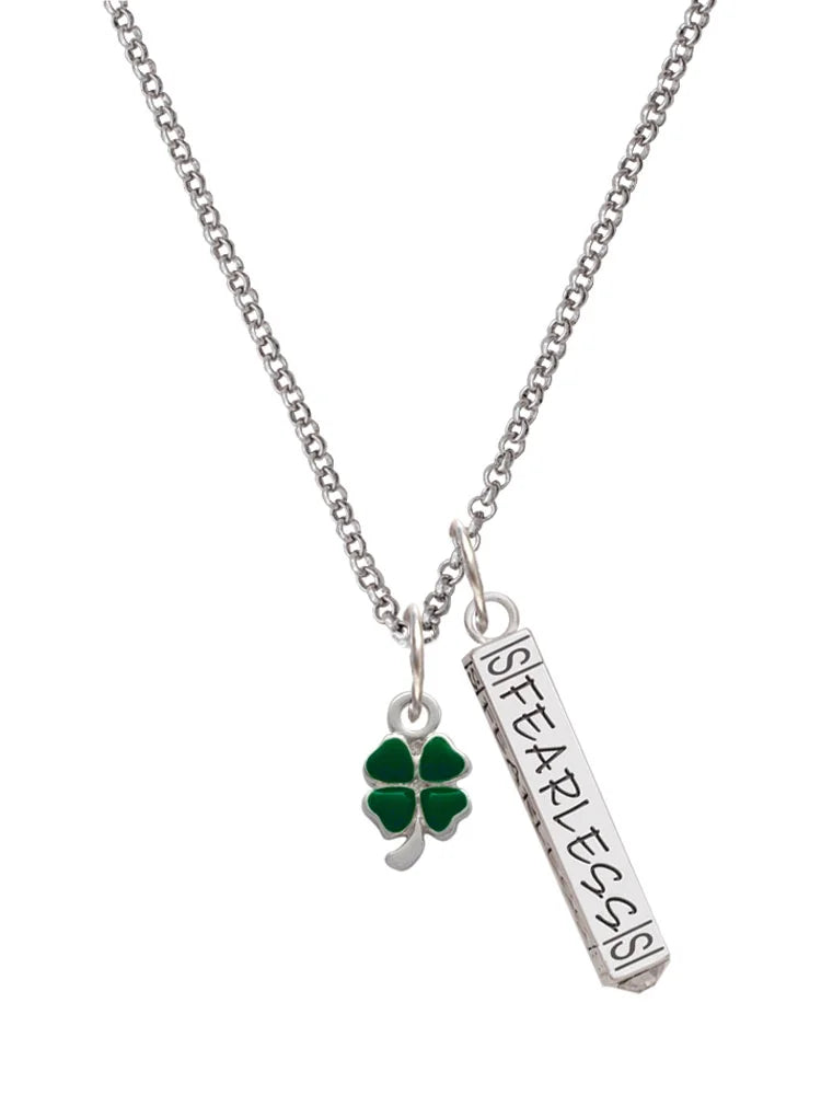 Silvertone Four Leaf Clover Bar Charm Necklace, 23" Z216493