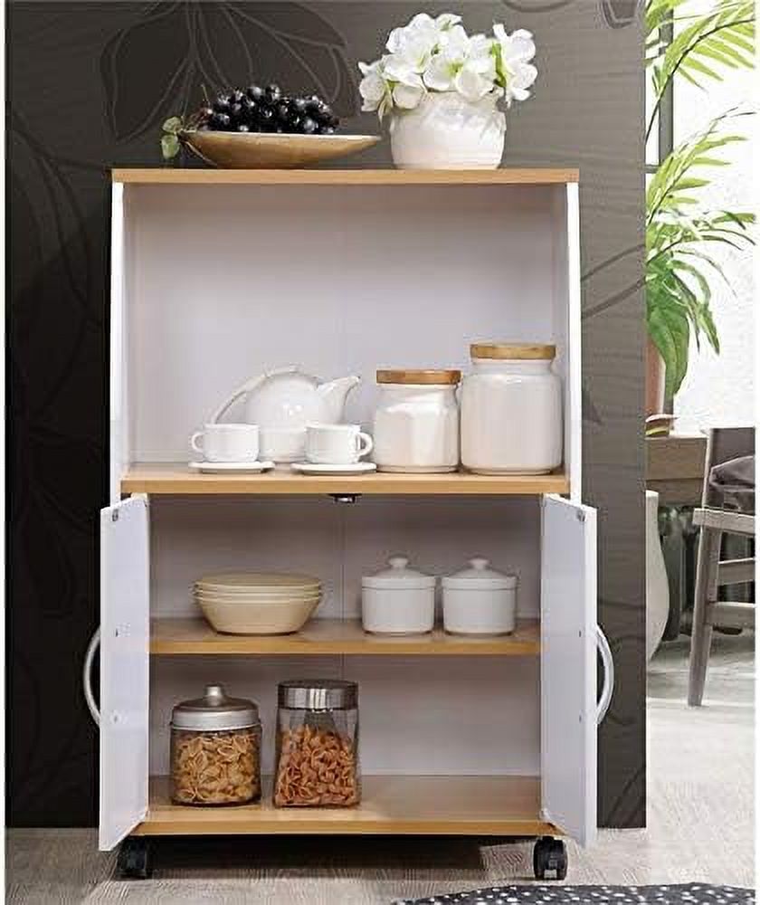 White Microwave Kitchen Cart A14486
