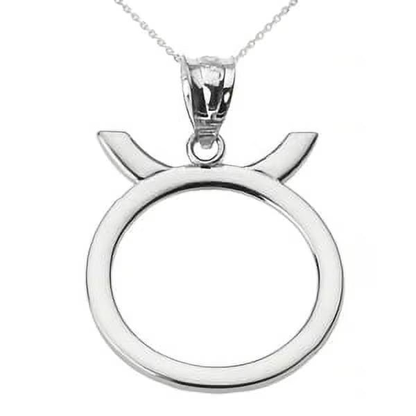 10K White Gold Taurus Zodiac Pendant Necklace U404