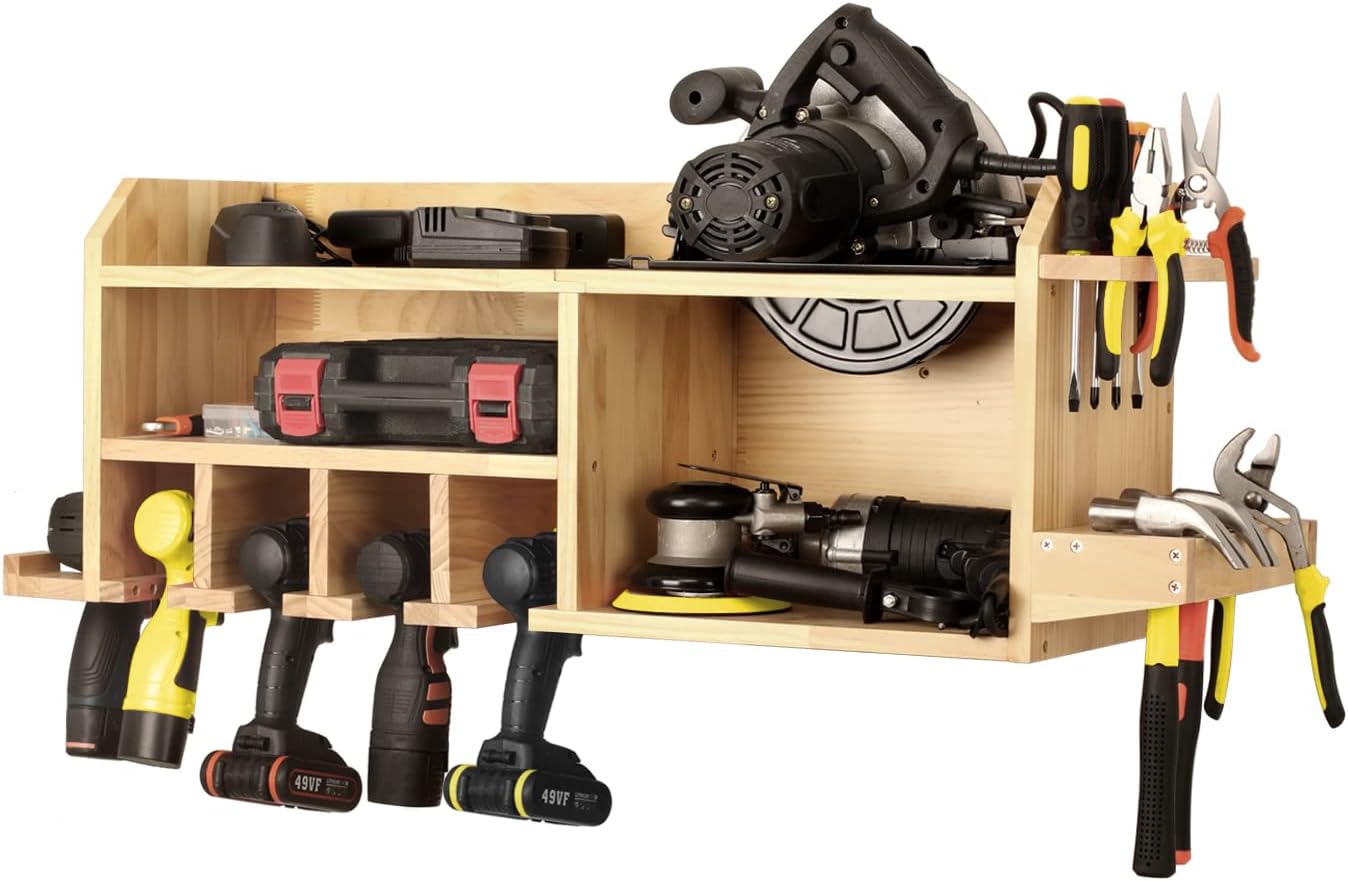 Power Tool Organizer Wall Mount, Drill Holder Storage with 5 Tool Slots R335246