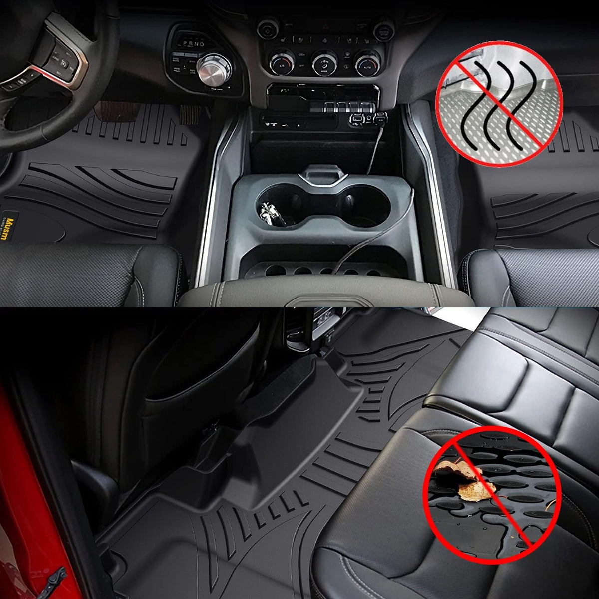 Black TPE Car Floor Mats Custom Full Set for Dodge Ram 1500 Crew Cab R3973