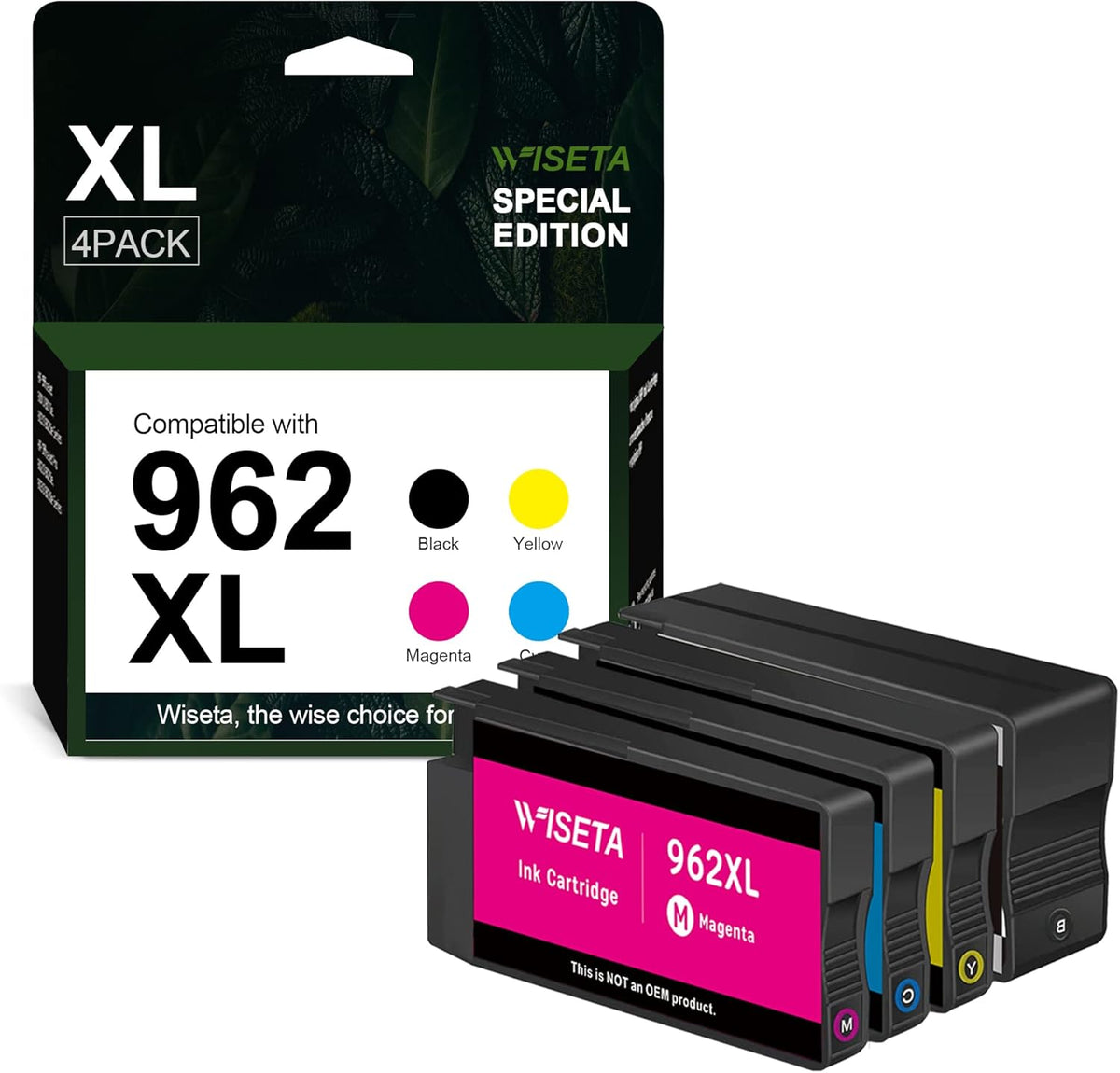 HP 962 962XL Black and C/M/Y Ink Cartridge 4-Pack Remanufactured for OfficeJet Pro 9010 Series A9243