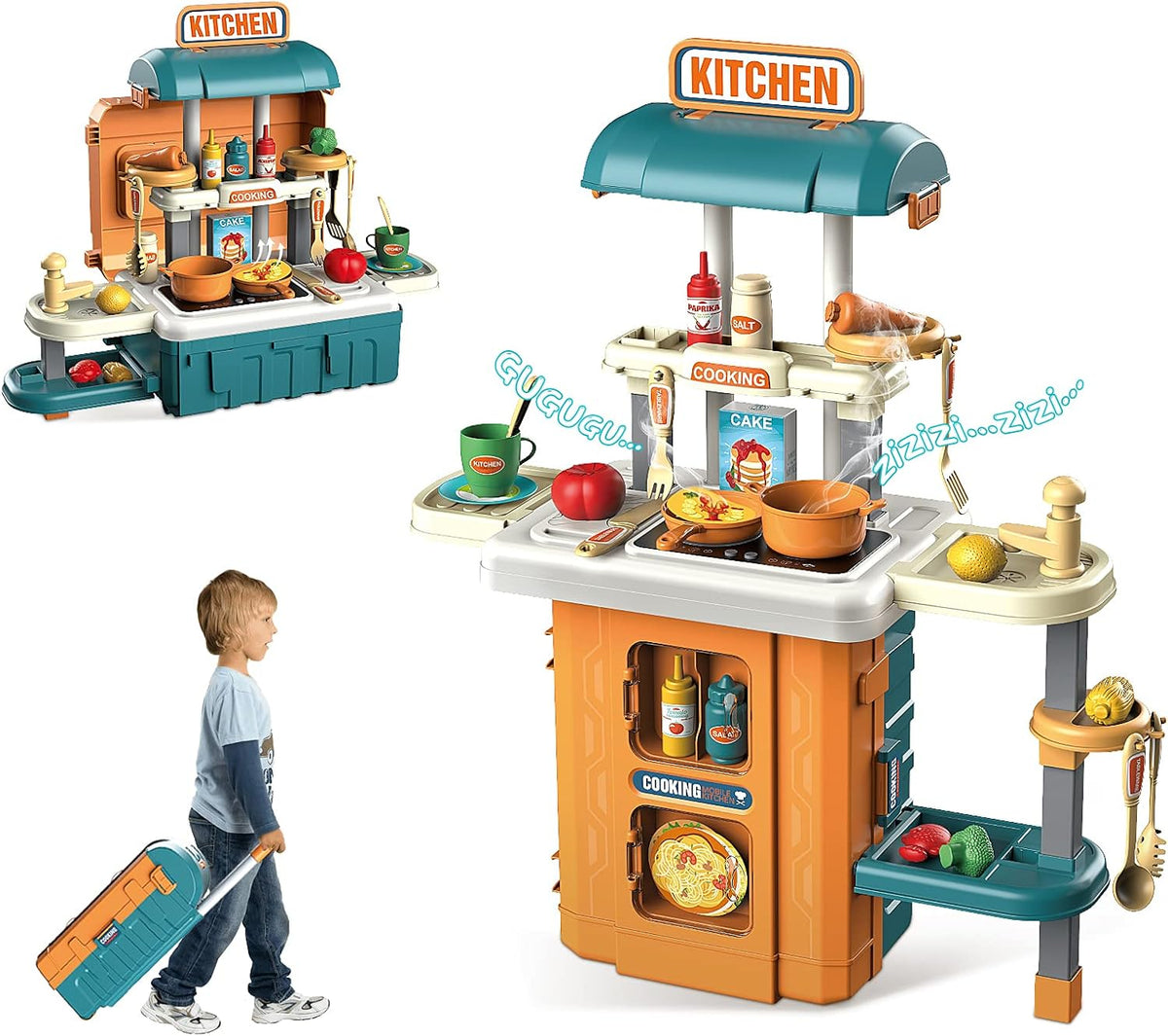 Green 49 PCS Kitchen Playset Travel Suitcase E582892