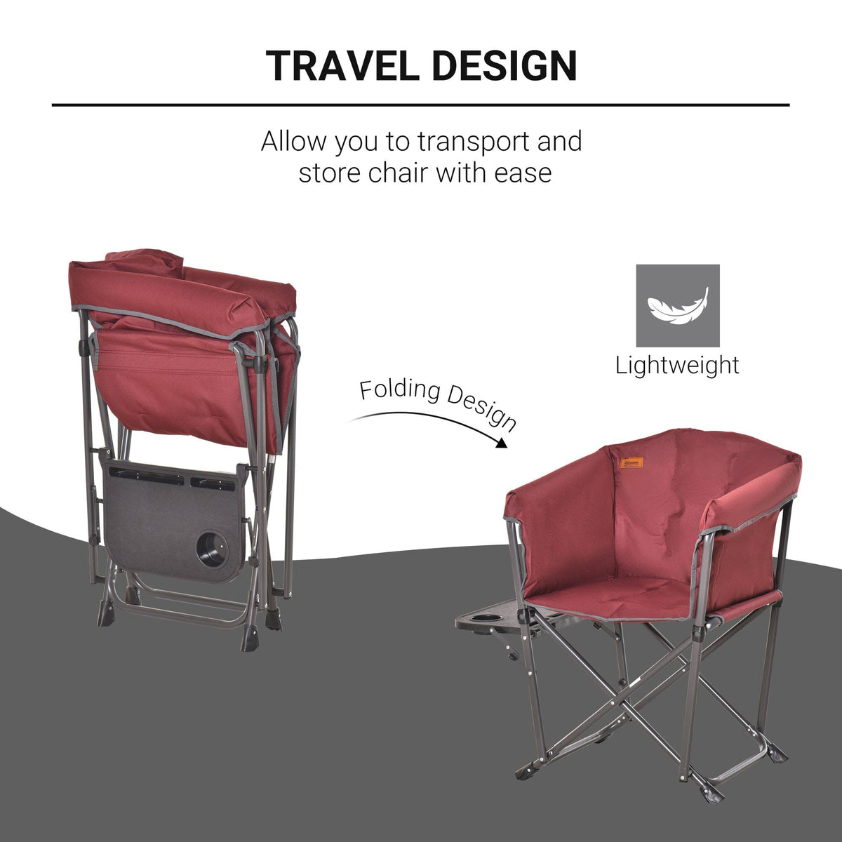 Red Oversize Padded Director Chair with Side Table U422