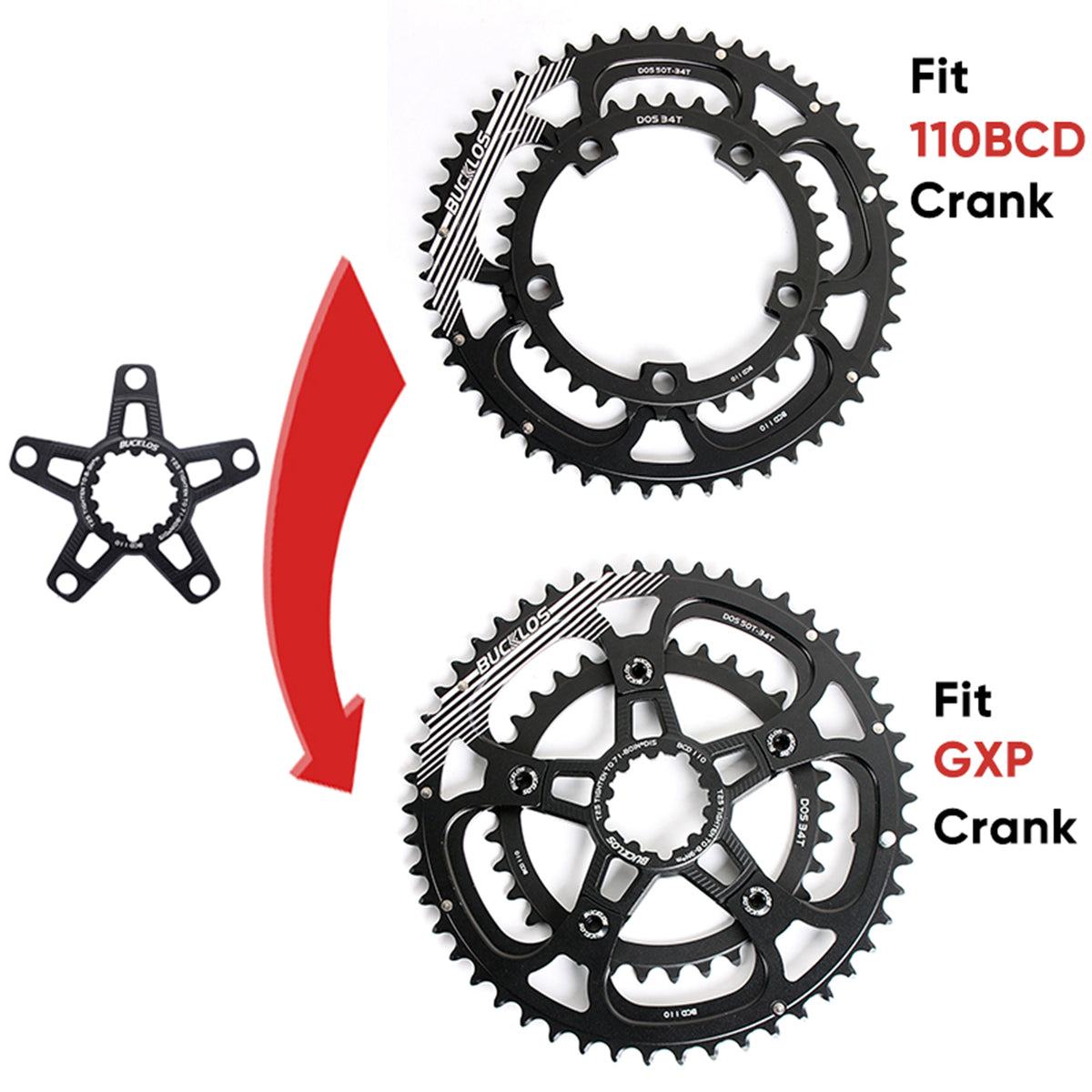 110BCD 130BCD 8/9/10/11S GXP Chainring Adapter J9546