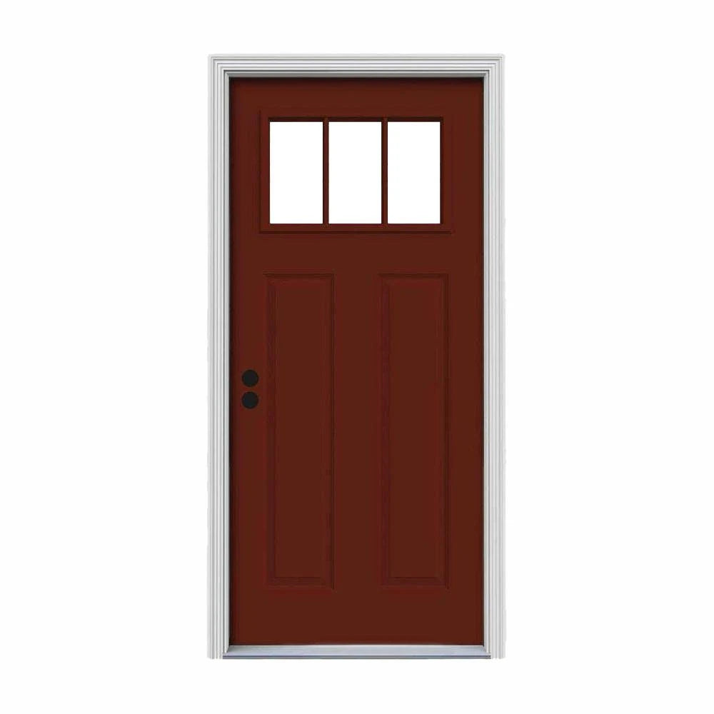 34 in. x 80 in. Red Painted Steel Prehung Front Door A670420