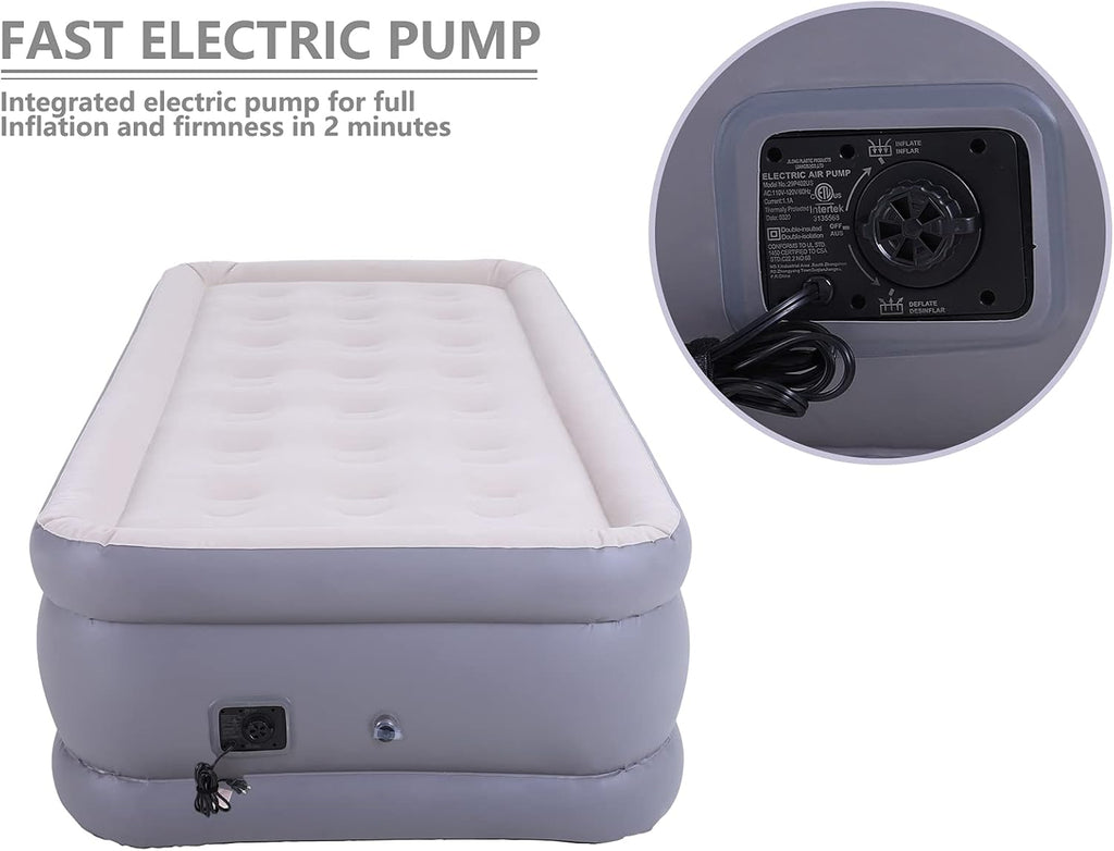 Single Air Mattress Camping Bed with Carry Bag & Repair Patch Kit O683197