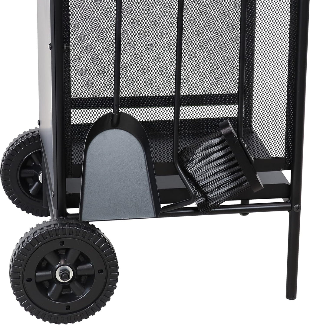 Wrought Iron Firewood Rack with Poker, Shovel and Brush Tools P462
