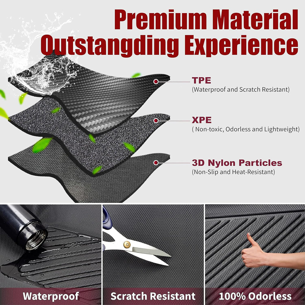 Waterproof Anti-Slip Custom Fit Cargo Liner Trunk Mat for Tesla Model Y 7-Seater (1 Pack Cargo Mat + 1 Pack Trunk Mat) H5522