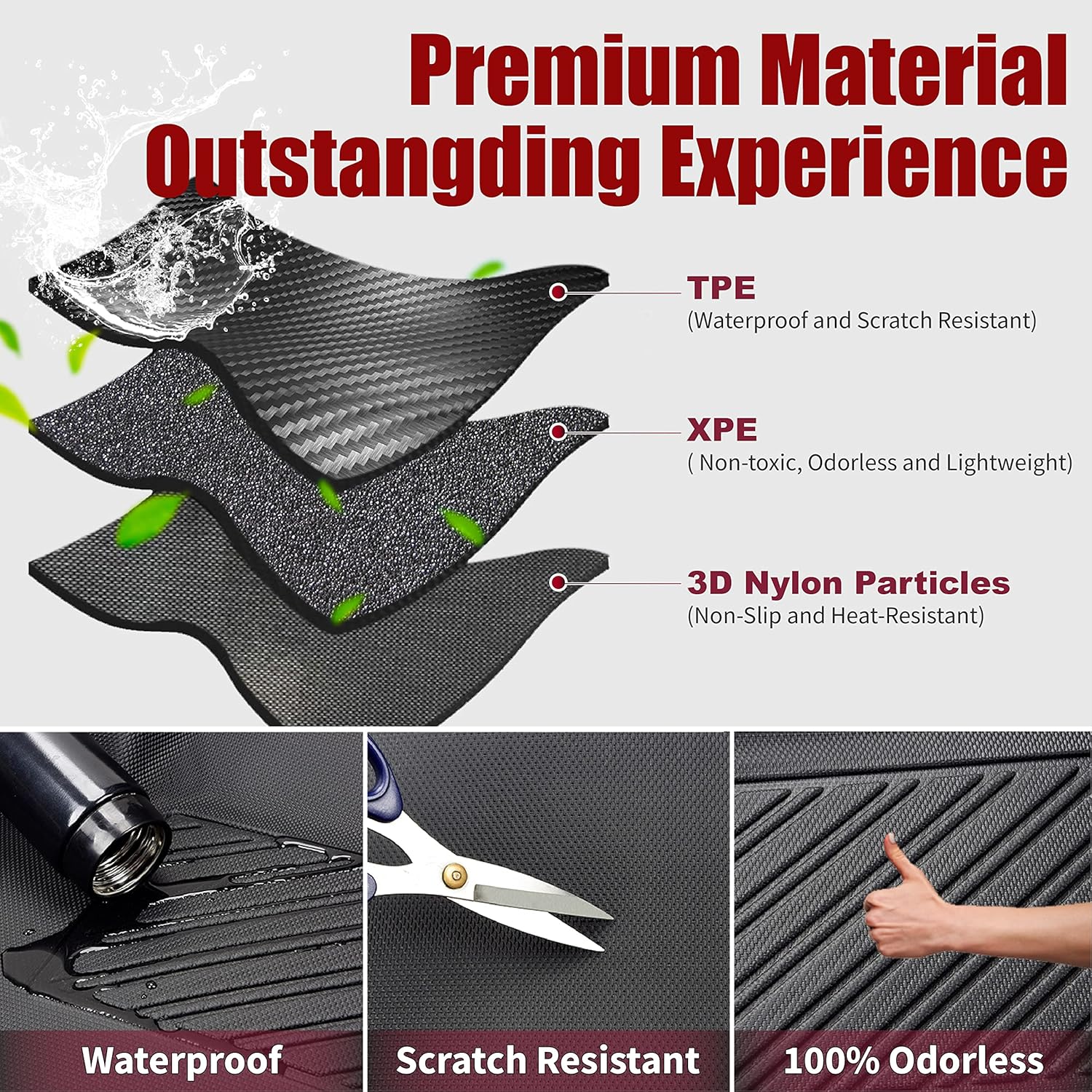 Waterproof Anti-Slip Custom Fit Cargo Liner Trunk Mat for Tesla Model Y 7-Seater (1 Pack Cargo Mat + 1 Pack Trunk Mat) H5522