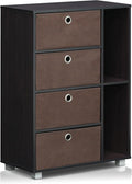 Espresso/Brown 4 Bin Drawers Storage Cabinet Pack of 2 G89366