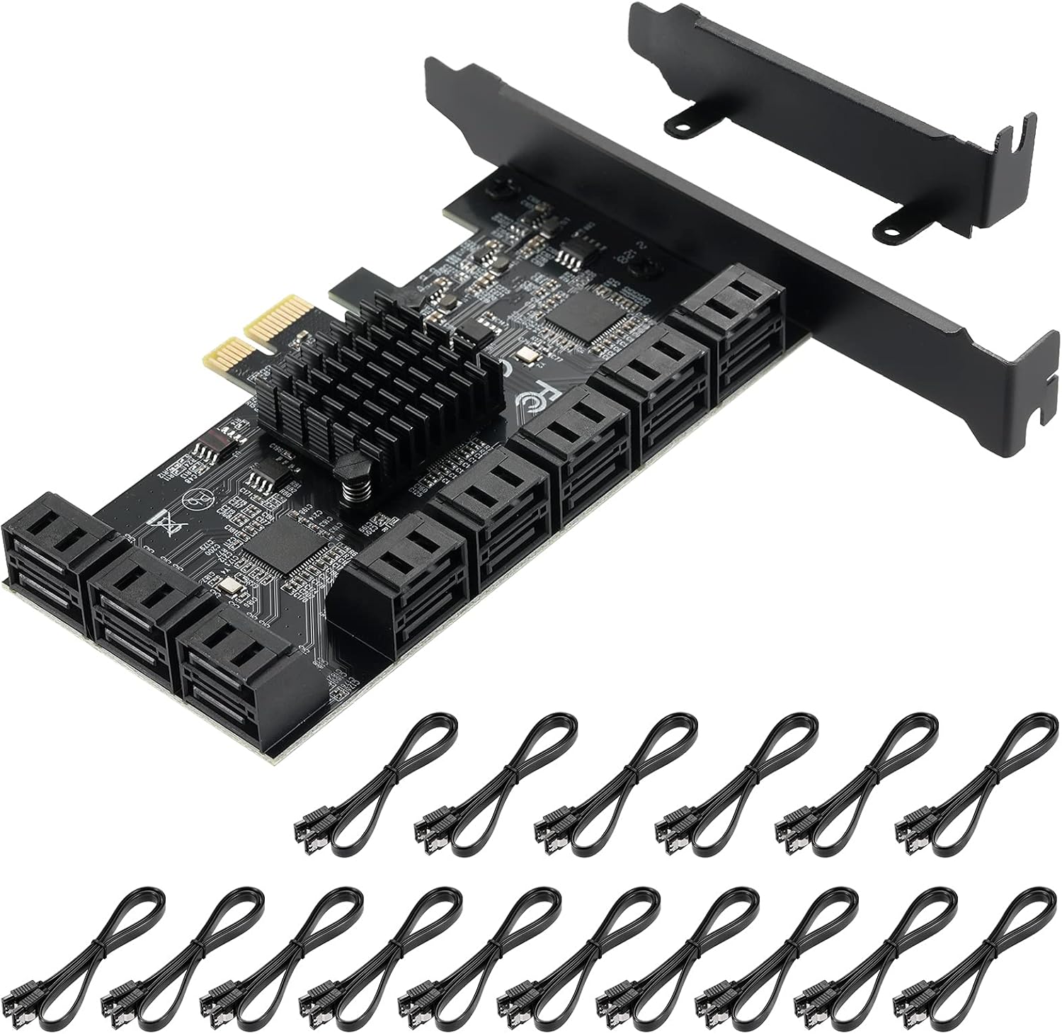 4X PCIE to SATA 3.0 6 Gbps Controller with 8 SATA Cables F133566