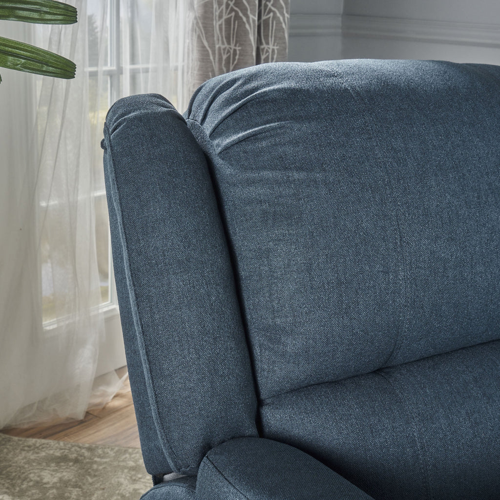 Navy Blue Fabric Tufted Swivel Glider Recliner Q186