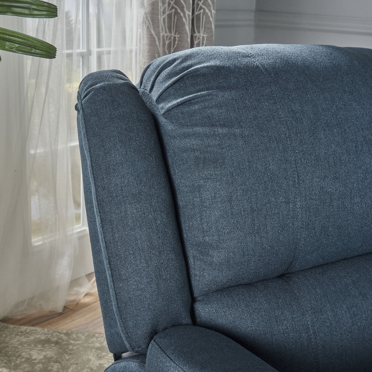 Navy Blue Fabric Tufted Swivel Glider Recliner Q186