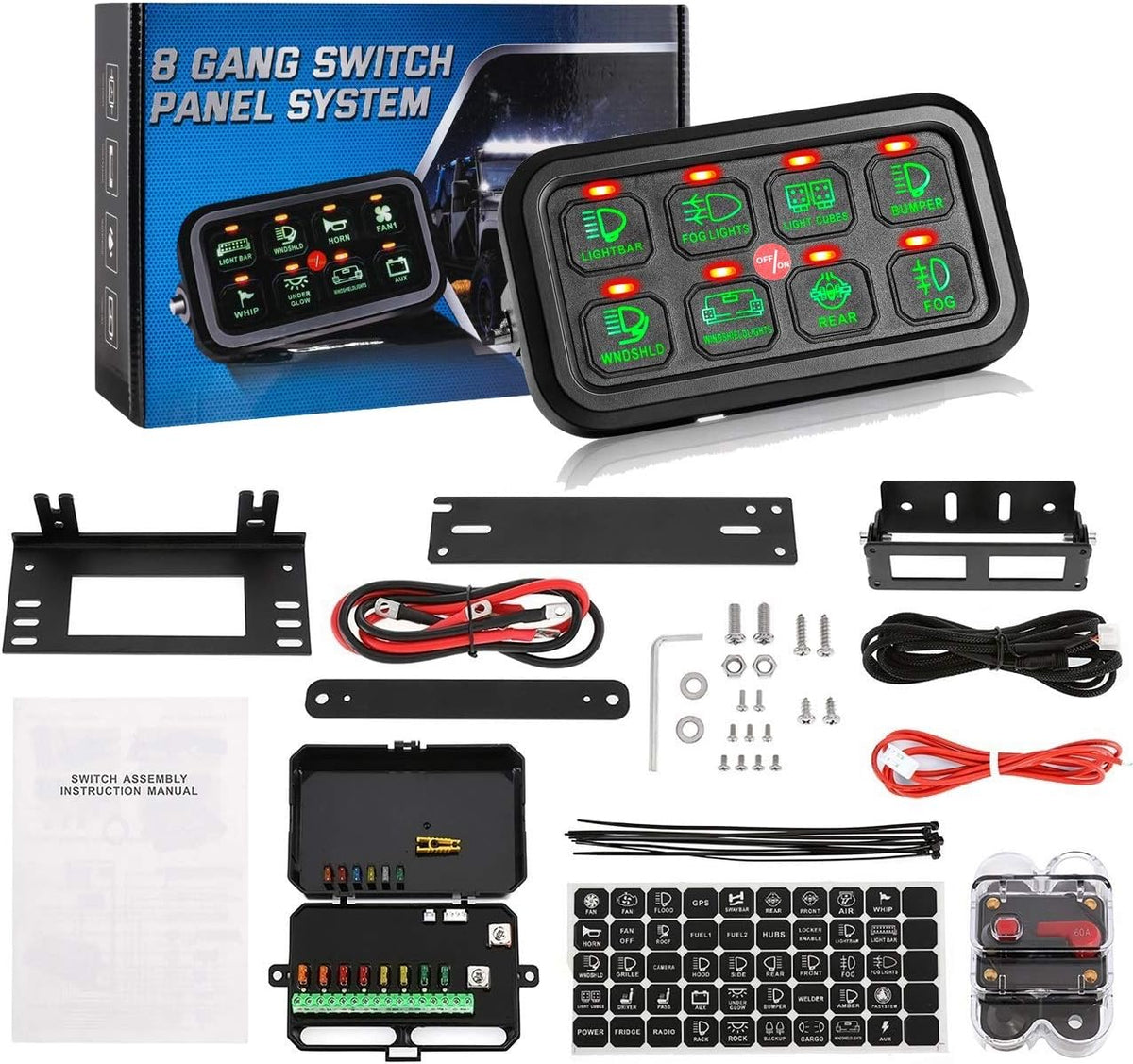 8 Gang LED Switch Panel Relay Box L756