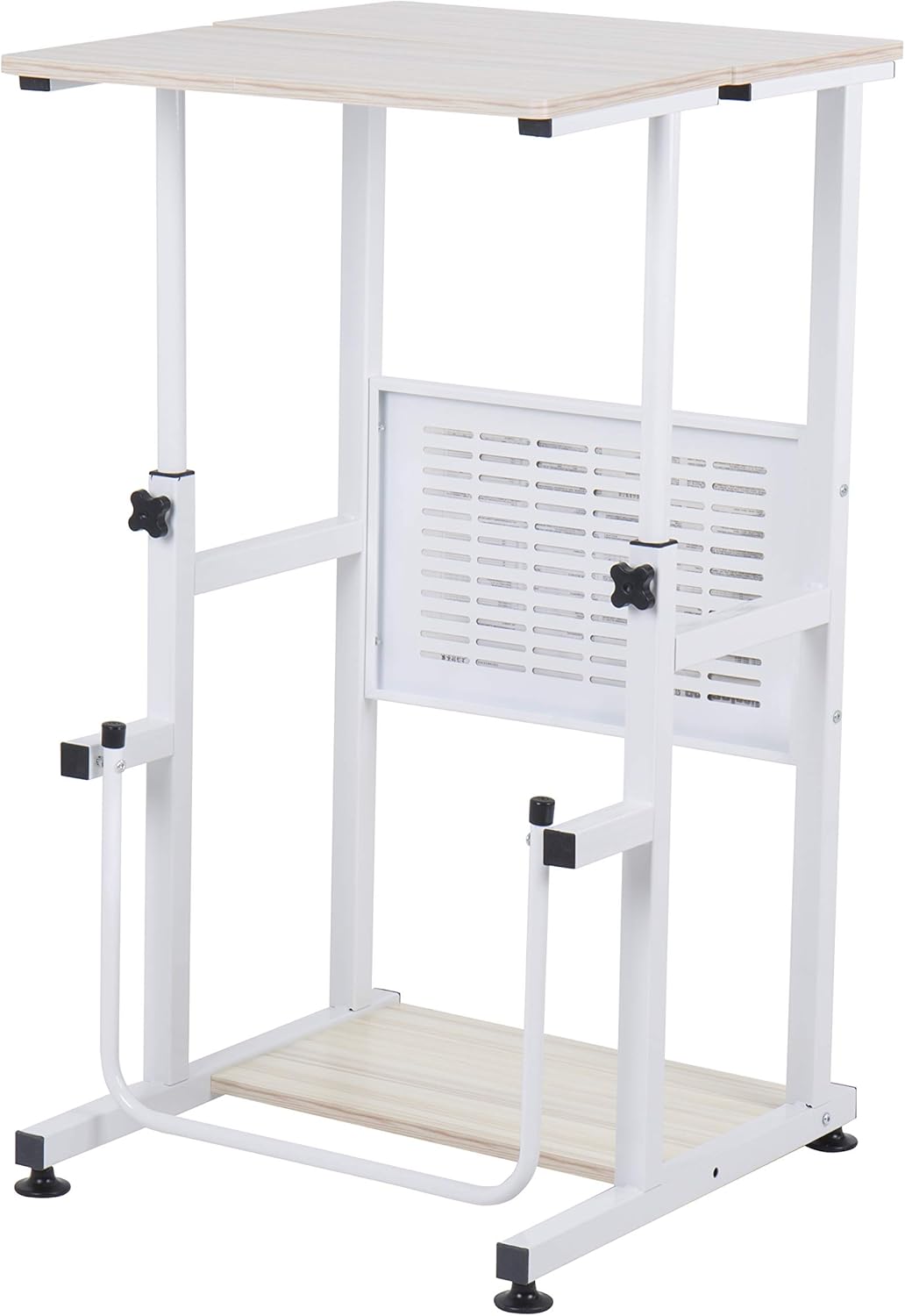Oak Height Adjustable Standing Desk with Carpet Wheels H973656